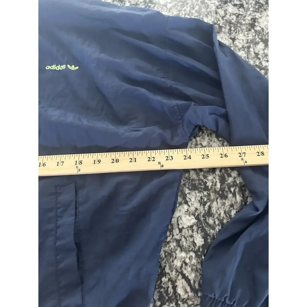 Vintage Adidas Jacket Mens Medium Blue Nylon Trefoil Zip Windbreaker 80s Classic